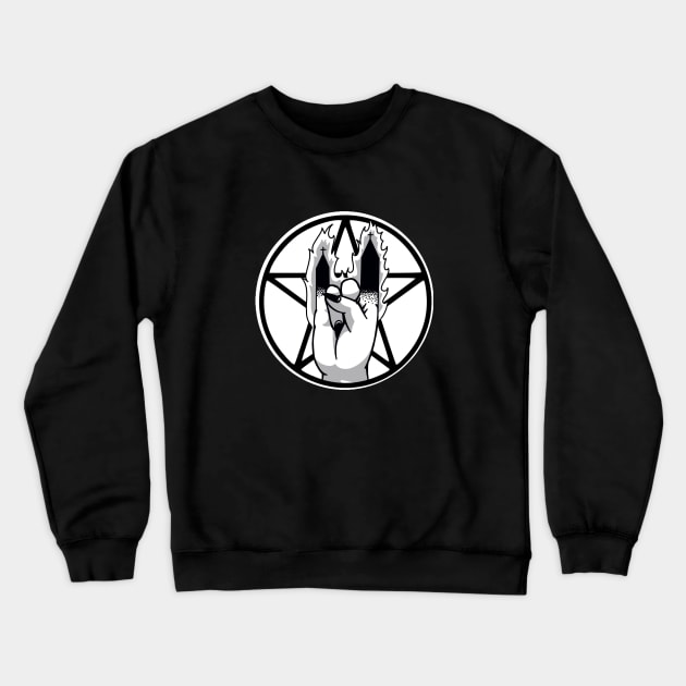 burning church devil sign Crewneck Sweatshirt by yayzus